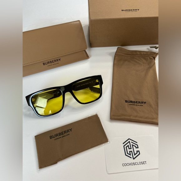 BURBERRY KNIGHT BE4358 Yellow Lens Oversized Men Sunglasses yellow lenses - Picture 7 of 14